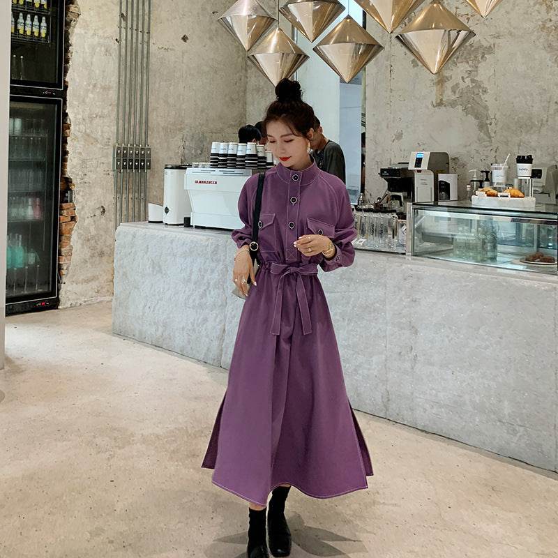 Purple shirt dress - Mubimart