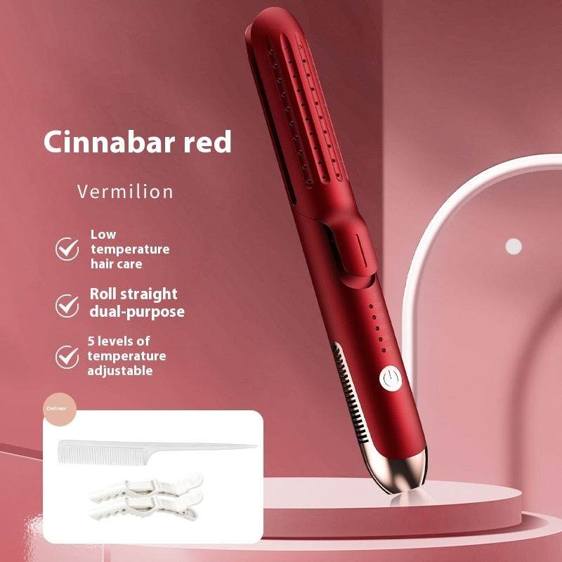 Hair Curler And Straightener Dual-use Hair Straightener Straight White Wind Plastic Curly Hair - Mubimart