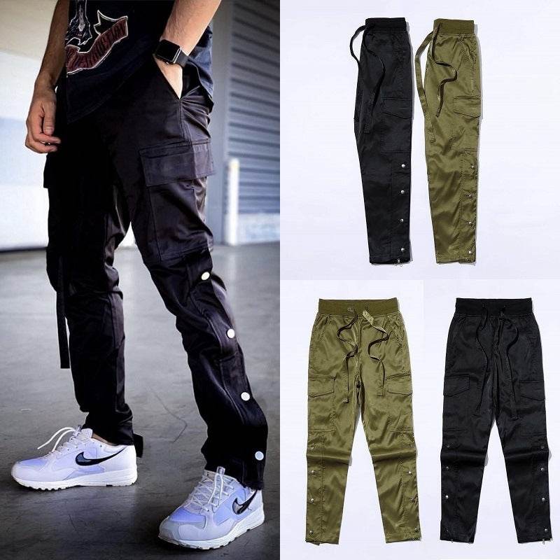 Men's Velcro Buttoned Cargo Pants - Mubimart