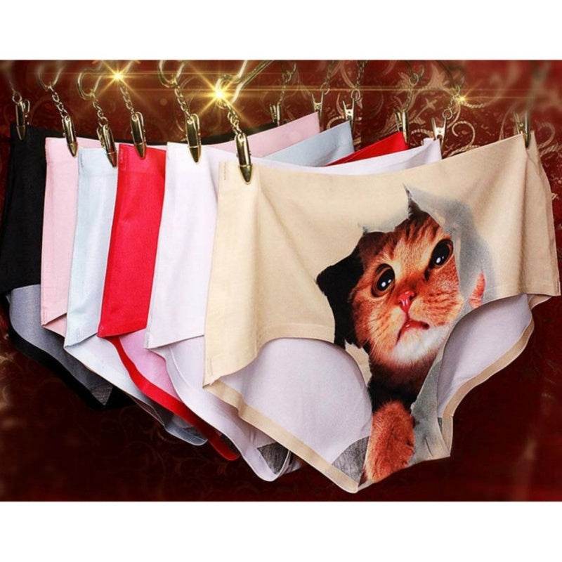 3d Print Cat Cotton Underwear Women Panties Seamless Briefs New Arrival Female Ropa Interior Mujer Lingerie - Mubimart