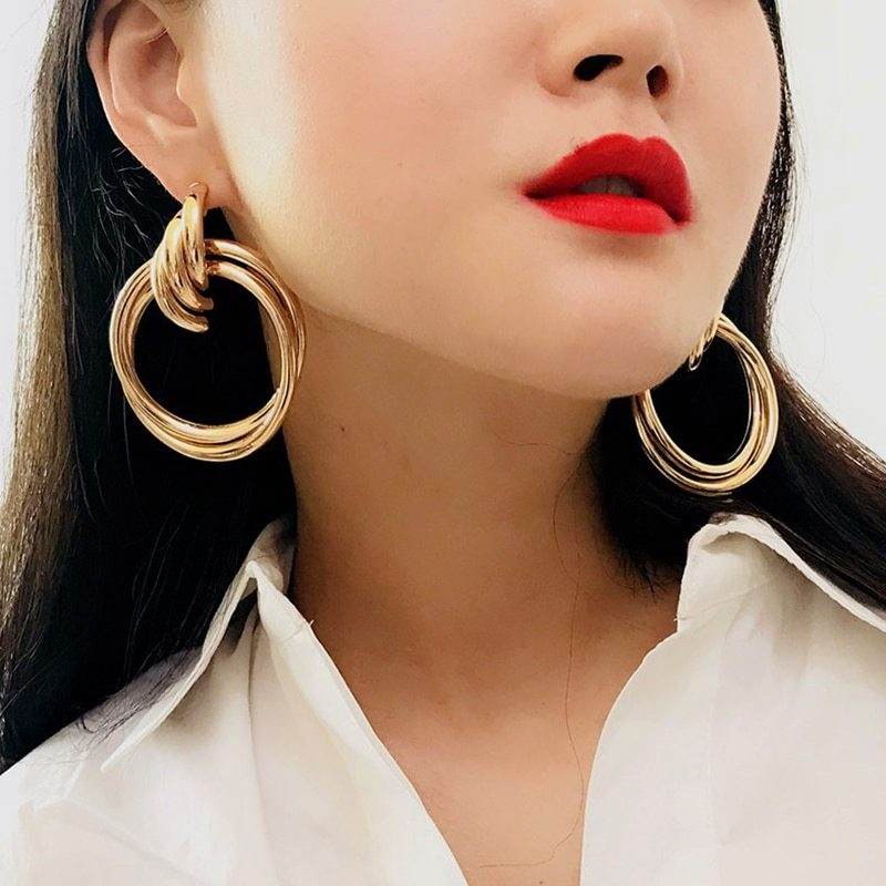 Alloy hoop earrings - Mubimart