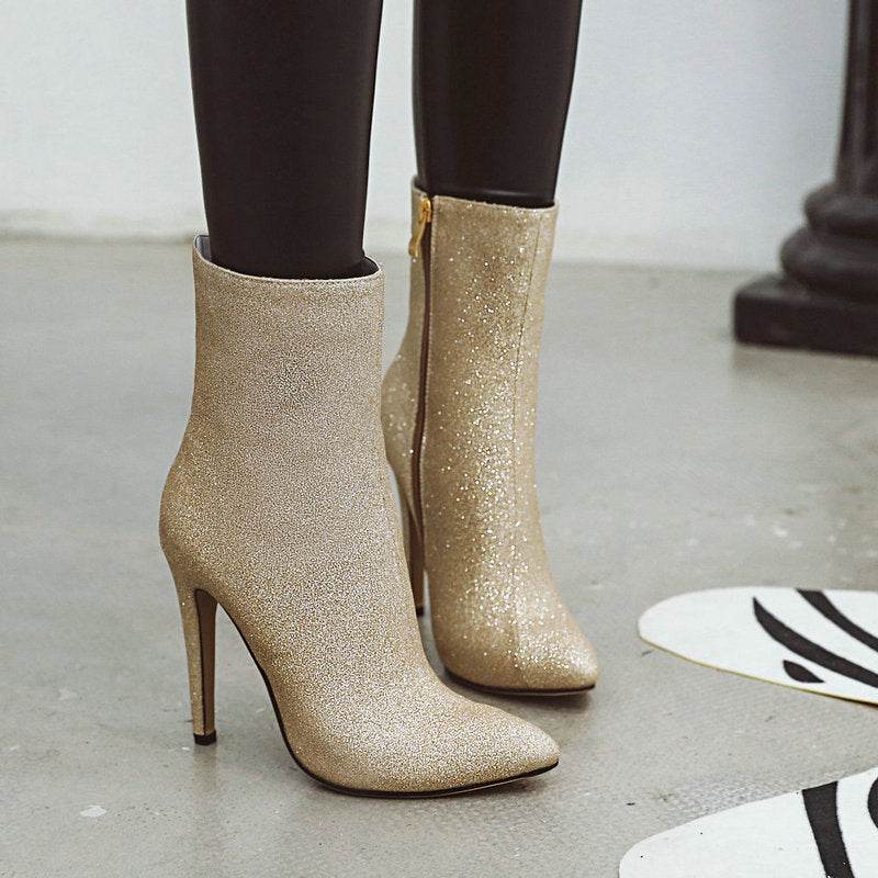 Sequined side zip stilettos - Mubimart