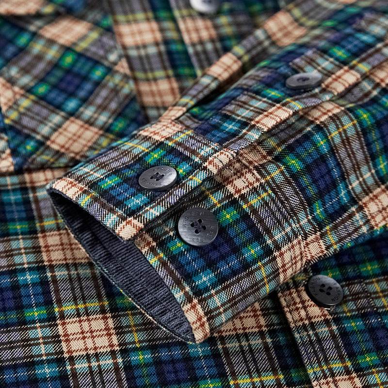 Shirt Men Military Plaid Dress 100 Cotton - Mubimart