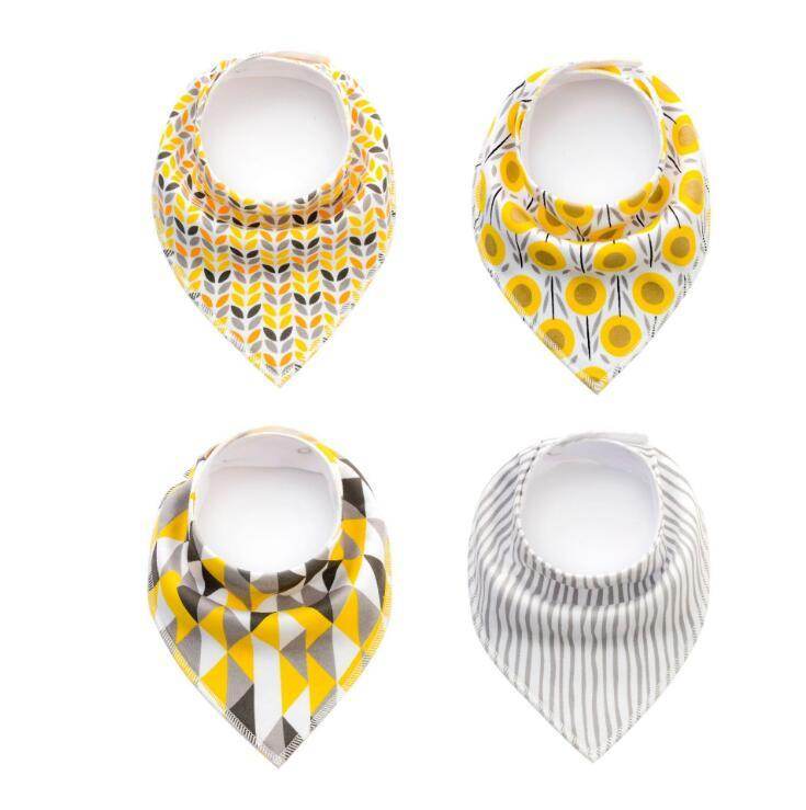 4pcs Lot Bibs Burp Cloth Print Arrow Wave Triangle Baby Bibs Cotton Bandana Accessories - Mubimart