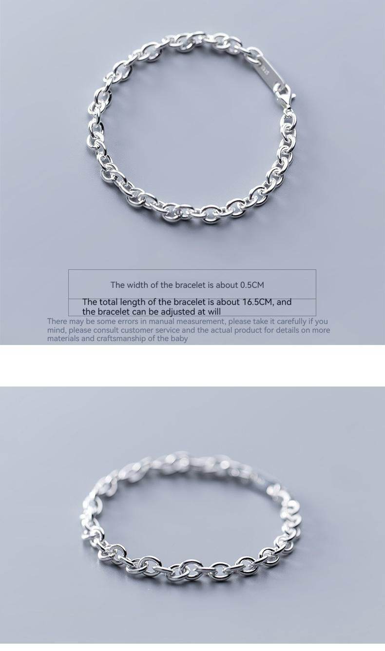 S925 Silver Bracelet Korean Simple Fashion Ankle-strap Buckle Graceful Personality Chain - Mubimart
