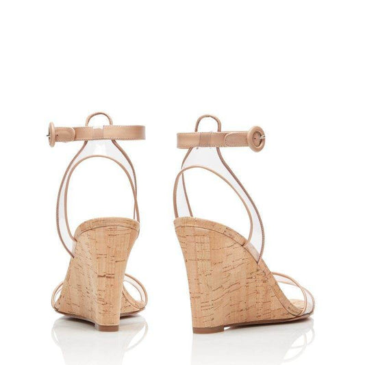 Fashion Sandals PVC Wood Grain Wedges Women Shoes - Mubimart