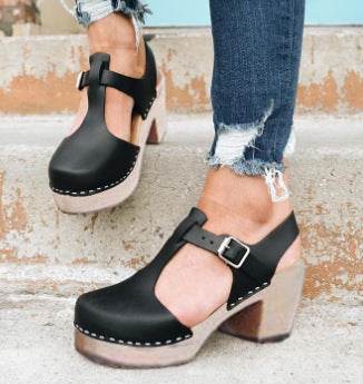 Block heel sandals women's shoes - Mubimart