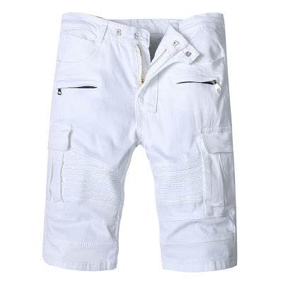 Men's white slim denim shorts - Mubimart