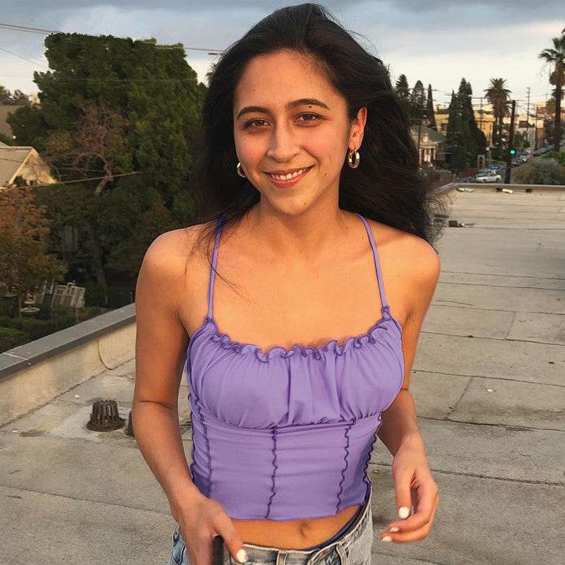 Contrast color sexy camisole top - Mubimart