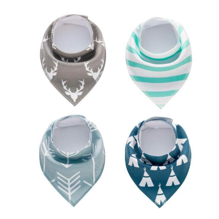4pcs Lot Bibs Burp Cloth Print Arrow Wave Triangle Baby Bibs Cotton Bandana Accessories - Mubimart