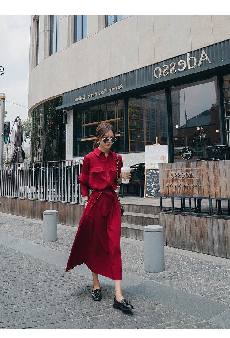 Waist shirt dress - Mubimart