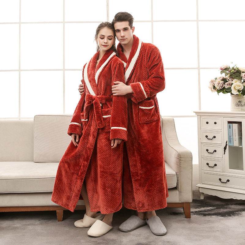 Women Pajamas Couple Gown Bathrobe Winter Robe - Mubimart