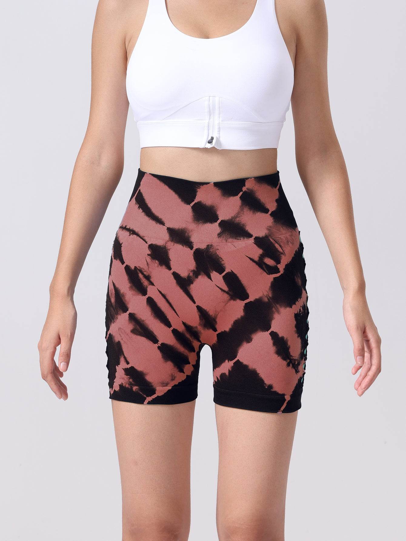 Women's Tie-dye Side Bow Hollow High Waist Hip Lifting Sports Fitness Yoga Shorts, Shorts For Women High Waist Tie Dye Workout Yoga Gym Scrunch Butt Lifting Cycling Biker Shorts - Mubimart