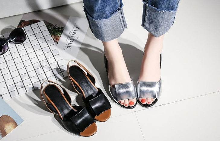 Fish Mouth Block Heel Women Sandals - Mubimart