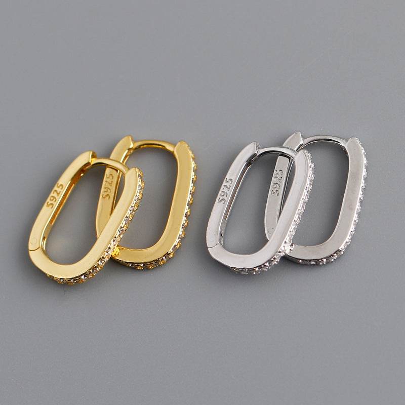Sterling silver hoop ear buckle earrings women custom - Mubimart