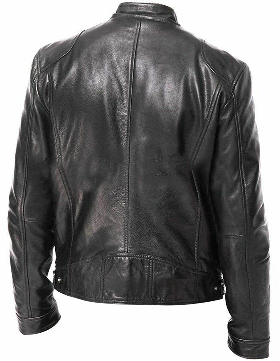 PU Leather Jacket Slim Leather Jacket - Mubimart