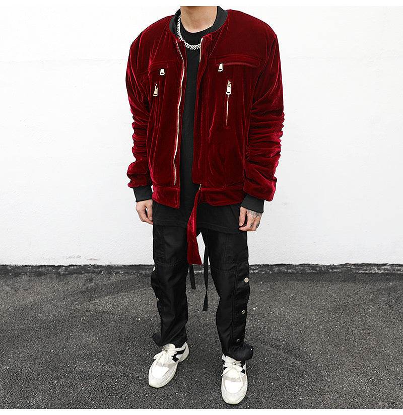 Velvet Bomber Jacket - Mubimart