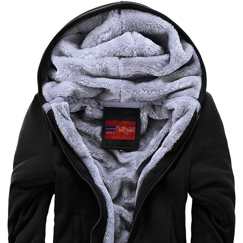 Plus Fleece Sweater Men S Casual Sport Fleece Hooded Jackets - Mubimart