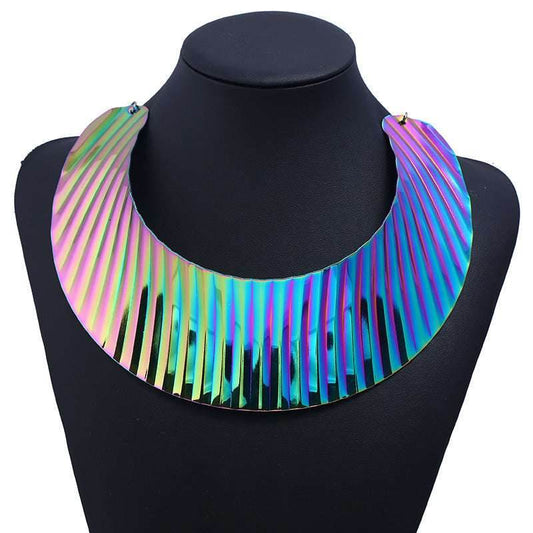 Multicolour Metal Choker Necklaces - Mubimart