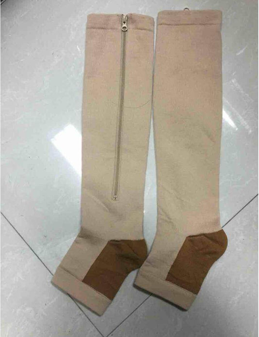 Women Slimming Zippered Compression Socks - Mubimart