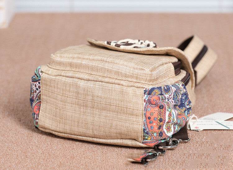 A touch of colorful backpack small backpack national style new style backpack literary style backpack women''s Bag Travel Backpack - Mubimart