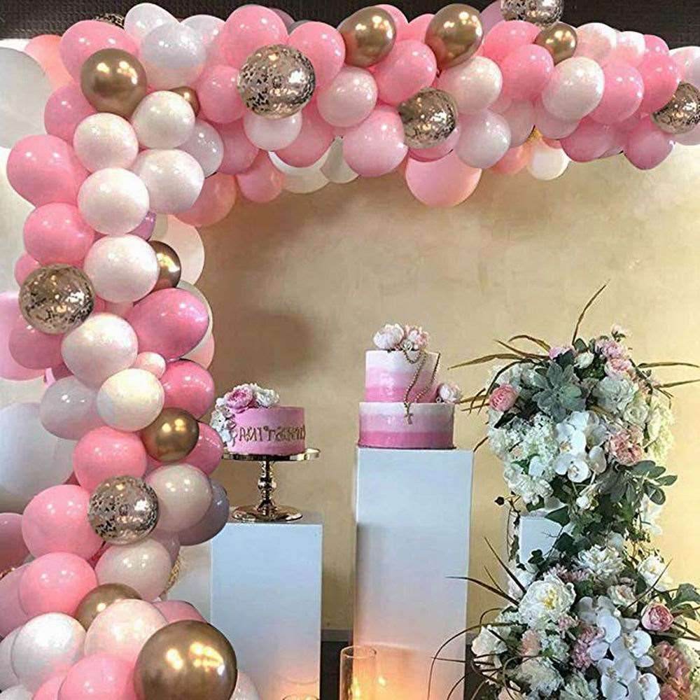 127pcs Pink Balloon Arch Garland Kit White Pink Gold Confetti Latex Balloons Baby Shower Wedding Birthday Party Decorations - Mubimart