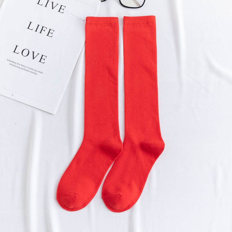 Women's color mid-tube knee socks - Mubimart