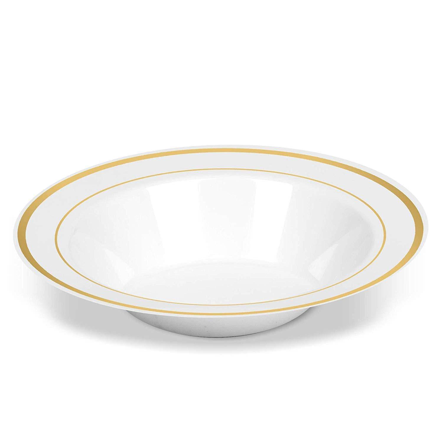12OZ Disposable Bowl Gold Side Deep Dish Hard Plastic PS Salad Bowl - Mubimart
