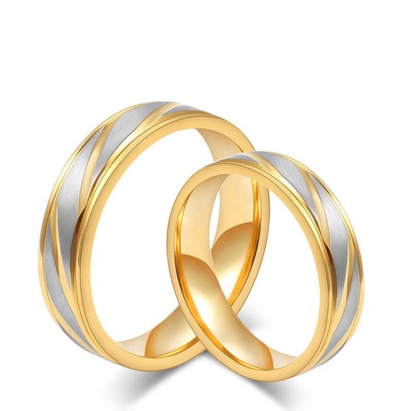 Classic Wedding Ring For Women Men Gold Color - Mubimart