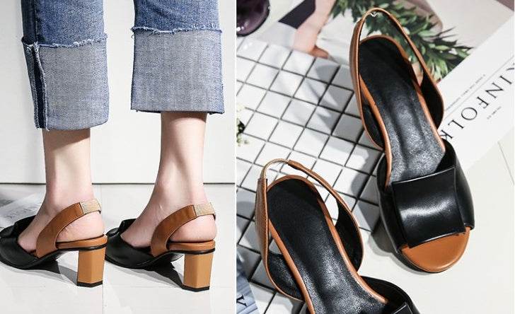 Fish Mouth Block Heel Women Sandals - Mubimart