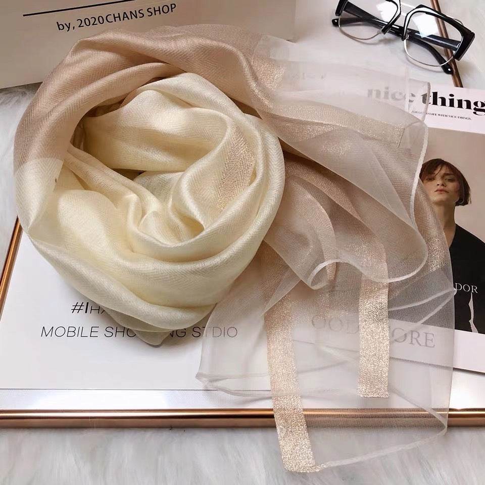 Thin Silk Color Matching Fashion Silk Scarves - Mubimart