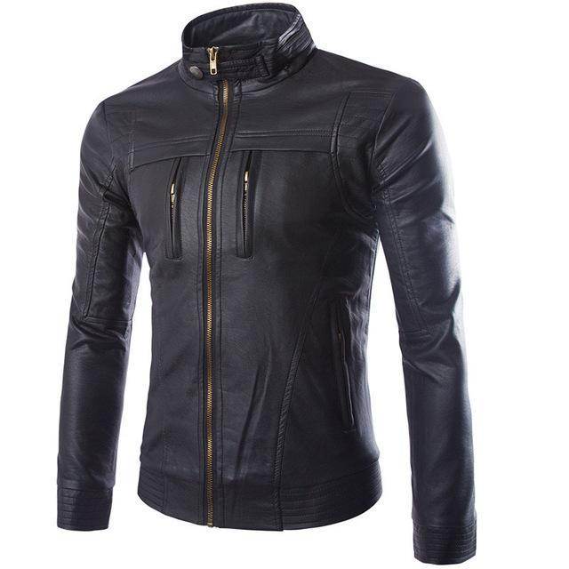 Striven Mens Leather Jacket - Mubimart
