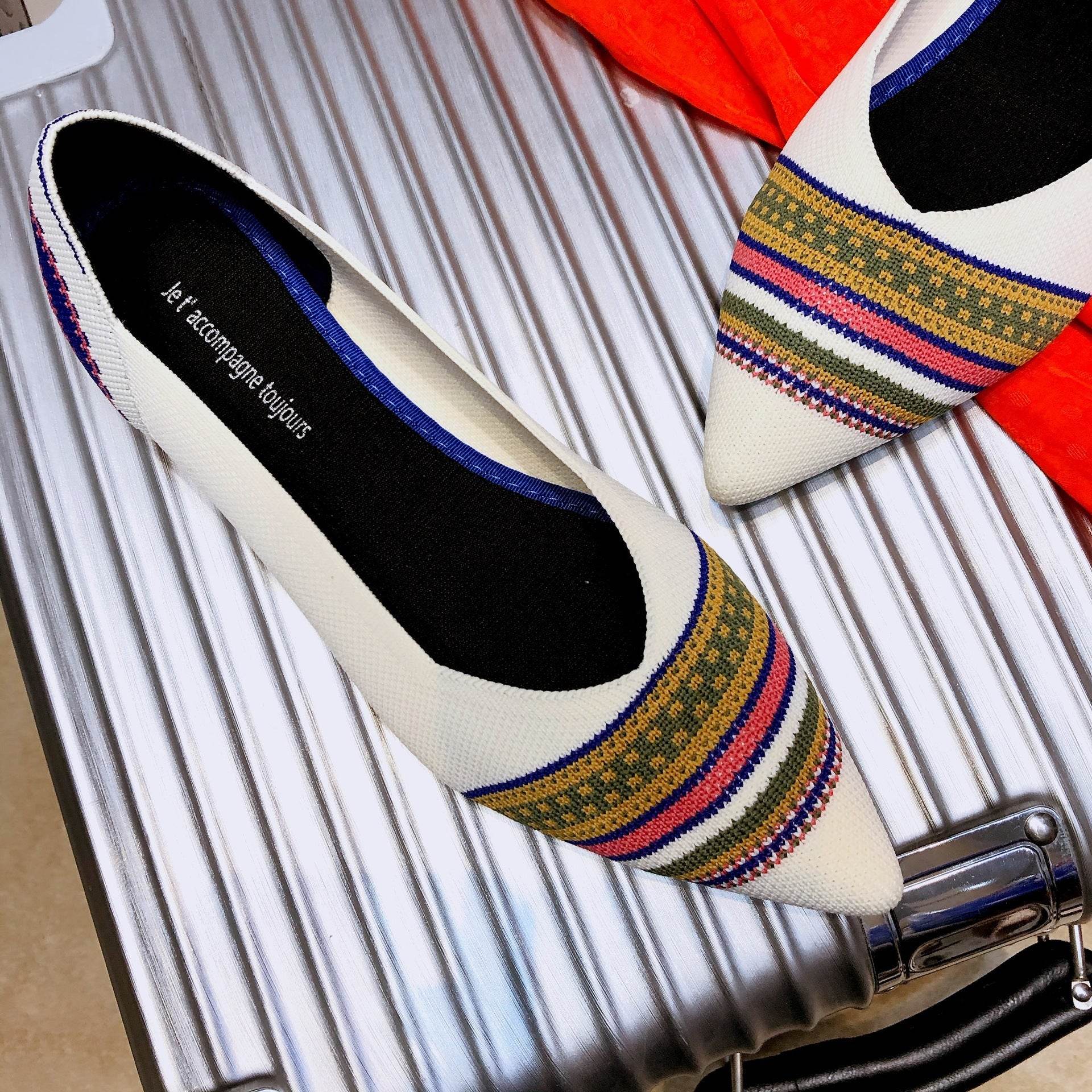 Women's Pointed Toe Casual Woven Flat Shoes - Mubimart