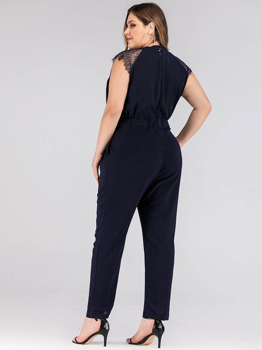 Plus size women's lace jumpsuit trousers - Mubimart