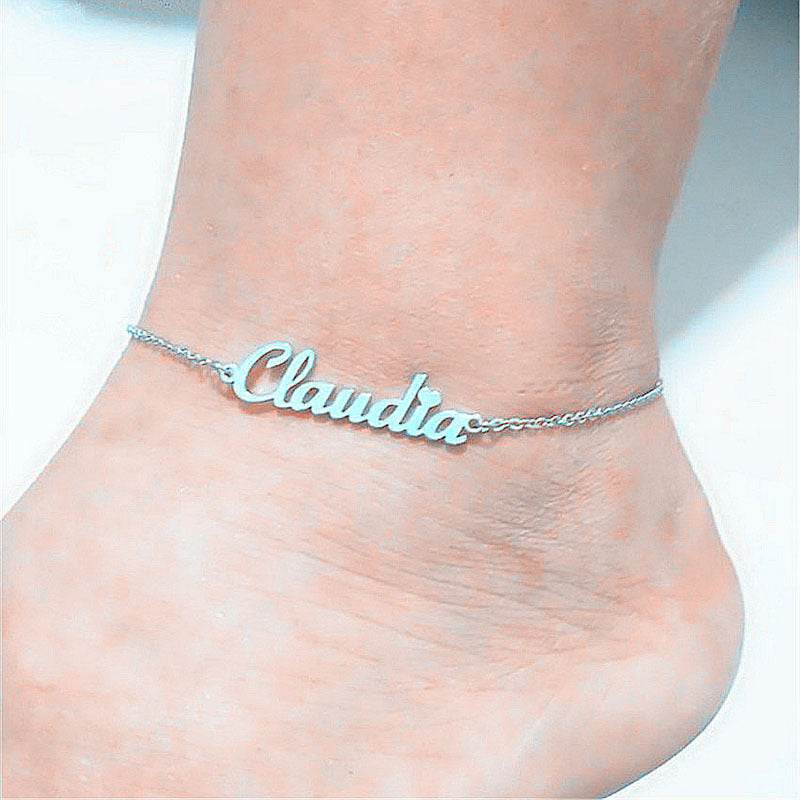 Summer Personalized Custom Name Anklets For Women Stainless Steel Cable Chain Gold Colour Sandy Beach Exquisite Jewelry Present - Mubimart
