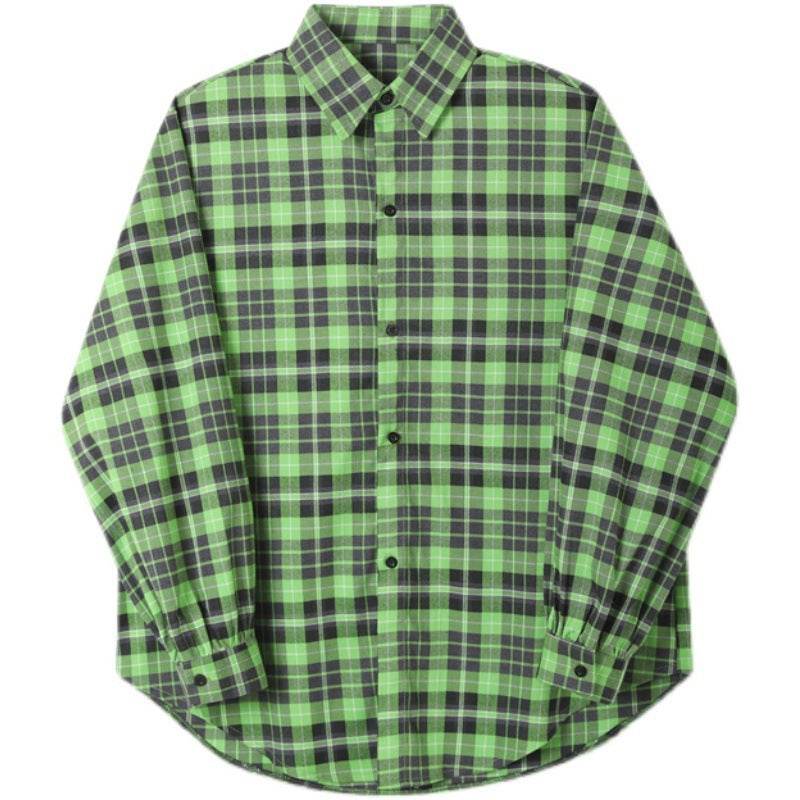 Shirt Plaid Men's Casual Resort Style Loose Shirt Jacket - Mubimart