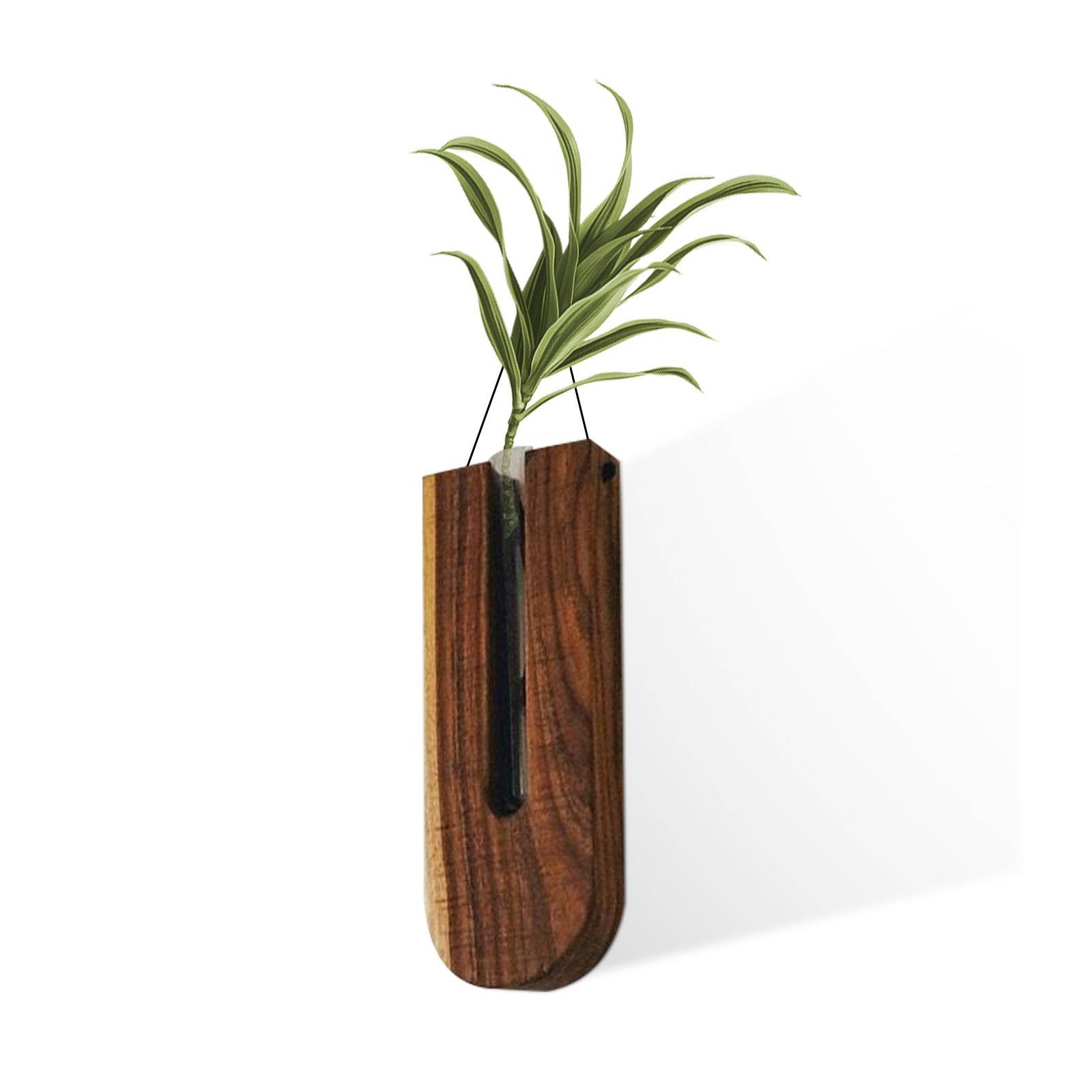 Indoor Wall Hanging Planter Wooden Vase - Mubimart