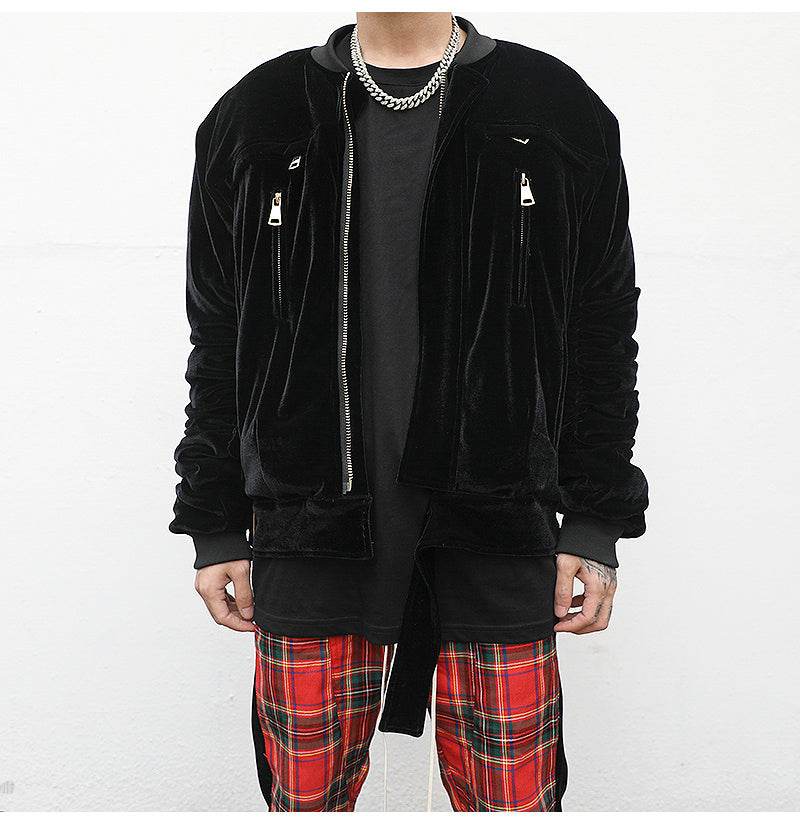 Velvet Bomber Jacket - Mubimart