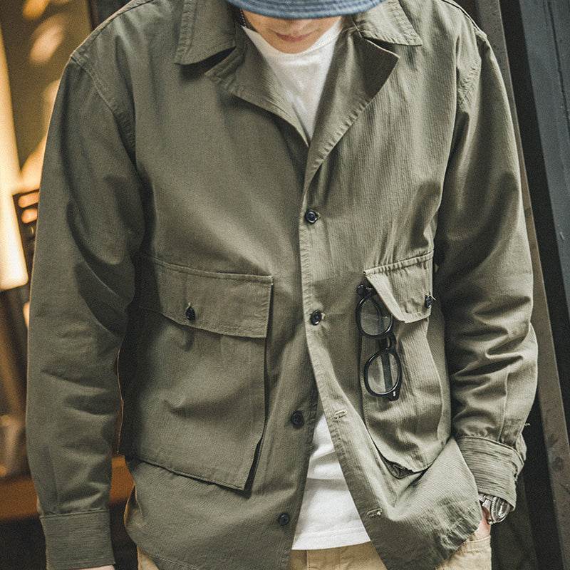 Spring And Autumn Vintage Outer Wear Shirt Jacket Jacket Men - Mubimart