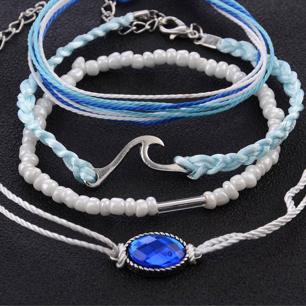 Wave blue gemstone bracelet - Mubimart