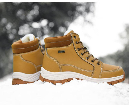 Men Boots Winter Snow Outdoor Ankle Boots For Men Super Warm Boots Leather Non-Slip Work Shoes - Mubimart