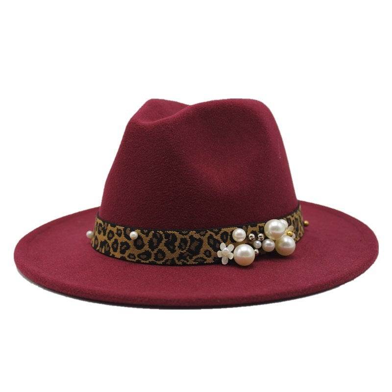 Winter wool Fedoras For Women Wide Brim Felt Hat - Mubimart