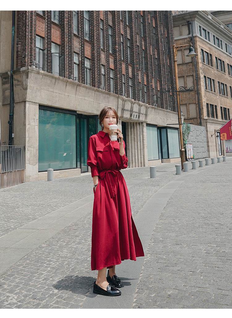 Waist shirt dress - Mubimart