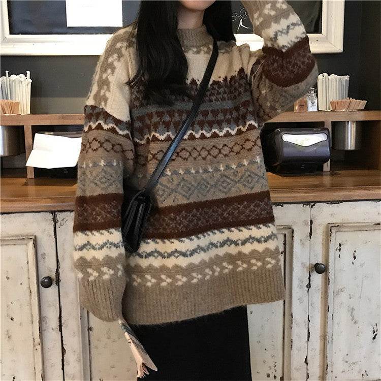 Long-sleeved plus-size jumper top - Mubimart