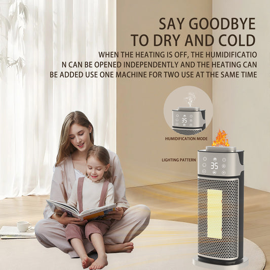 Desktop Warm Air Blower 3D Flame Humidifying Heater