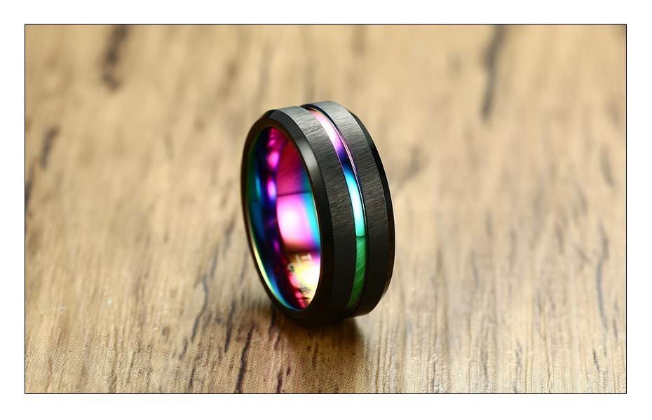 Black Brushed Tungsten Carbide Wedding Ring - Mubimart