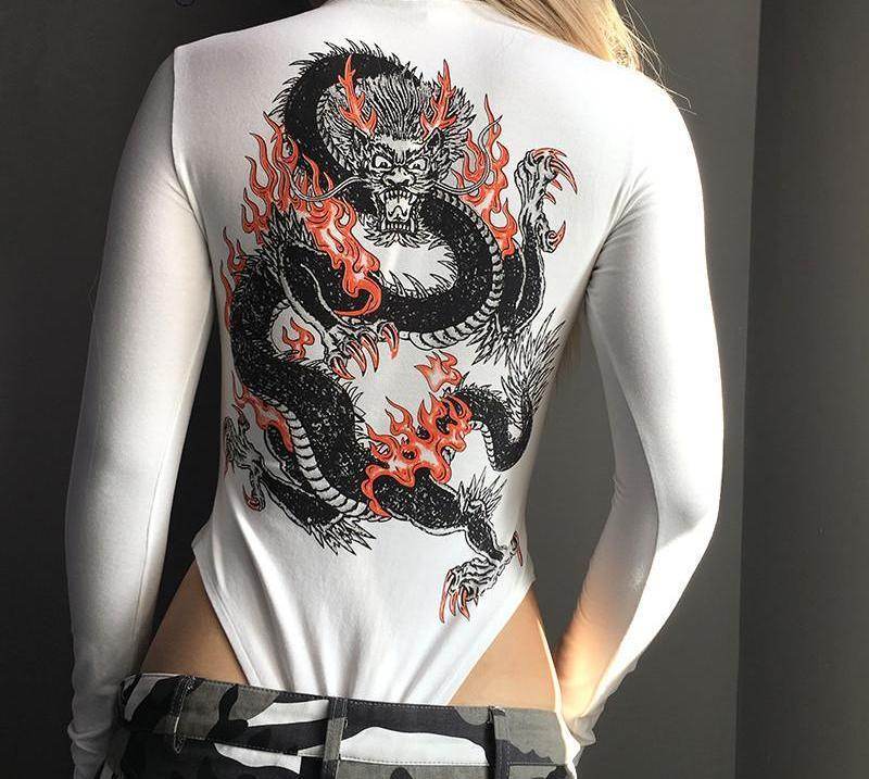 DRAGON FLAME BODYSUIT - Mubimart