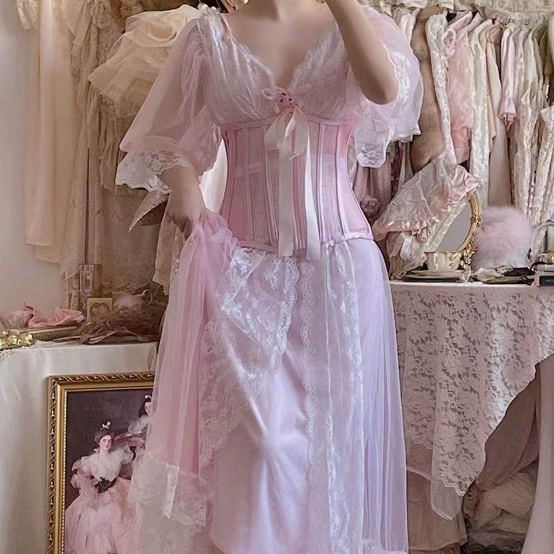 Women's Fashion Loungewear Mesh Two-piece Set - Mubimart