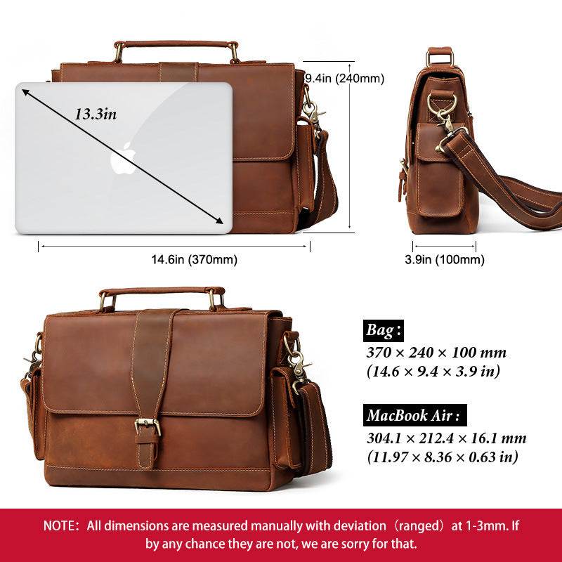 Business leather men's briefcase - Mubimart