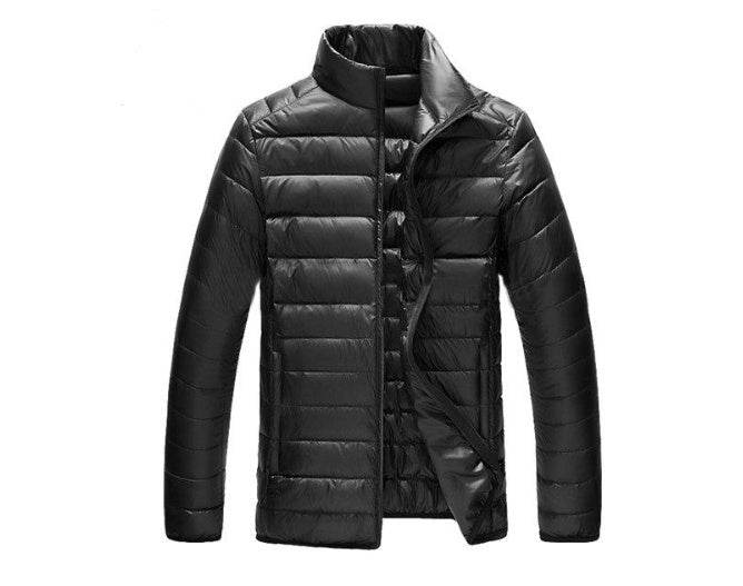 Autumn and winter new men's down jacket large size casual short paragraph collar thin men's down jacket - Mubimart
